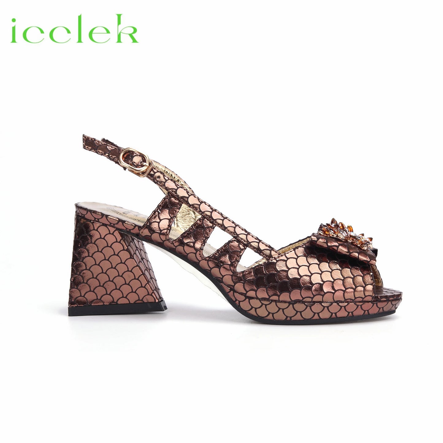Royal Blue 2024 New Fashionable Summer Hollow Pattern Design Comfortble Heesl Sandal with Bag Set For Wpmen Party