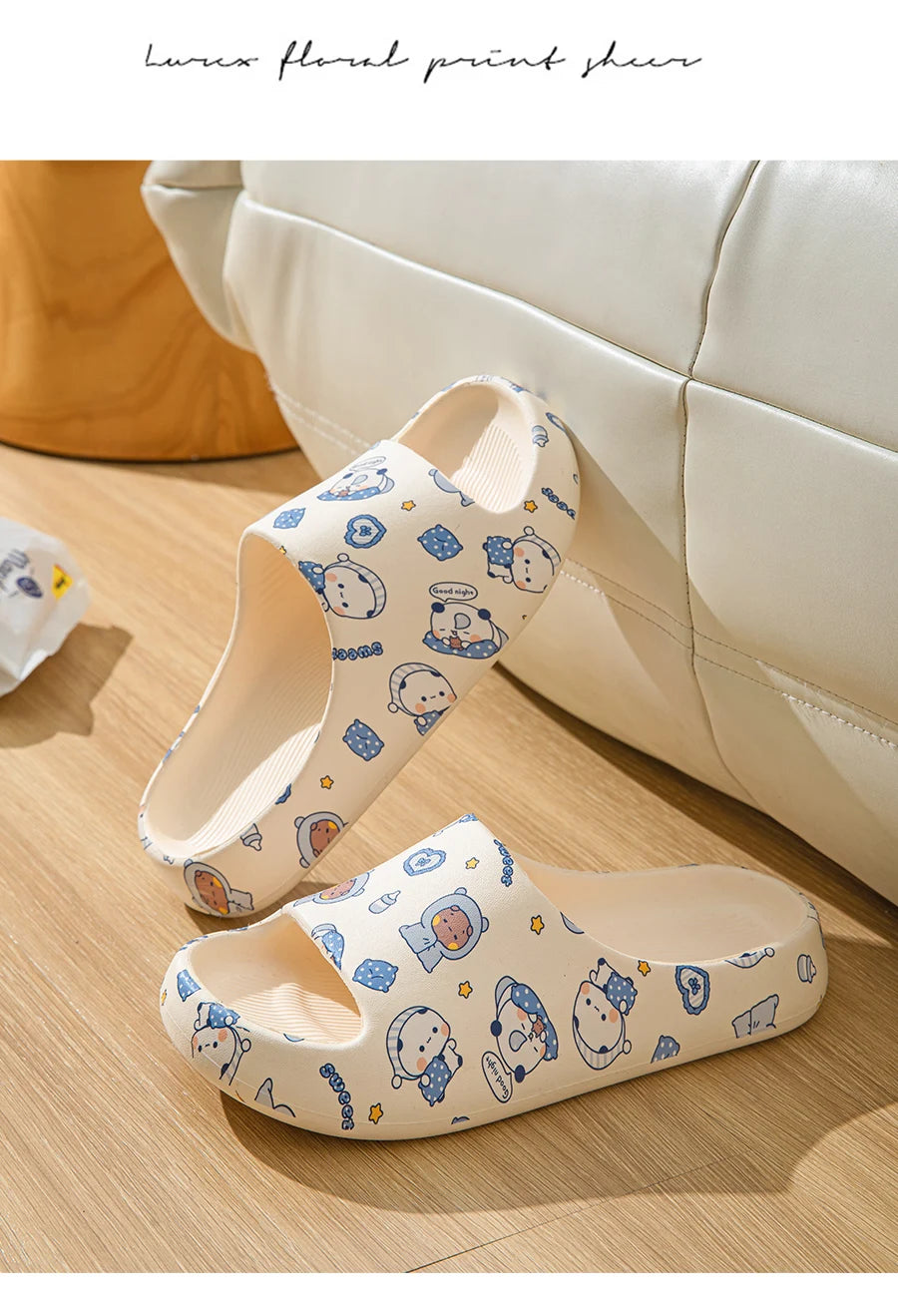 Kawaii Bubu Dudu Bear Slippers Summer Home Bathroom Anti-skid Bottom Outdoor Soft Shoes Cartoon Sandal Girl Gift Anime Figure