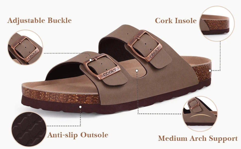 Litfun Fashion Clogs Sandals For Men Woen Summer Cork Footbed Outdoor Beach Slippers Orthopetic Mules Sandal With Arch Support