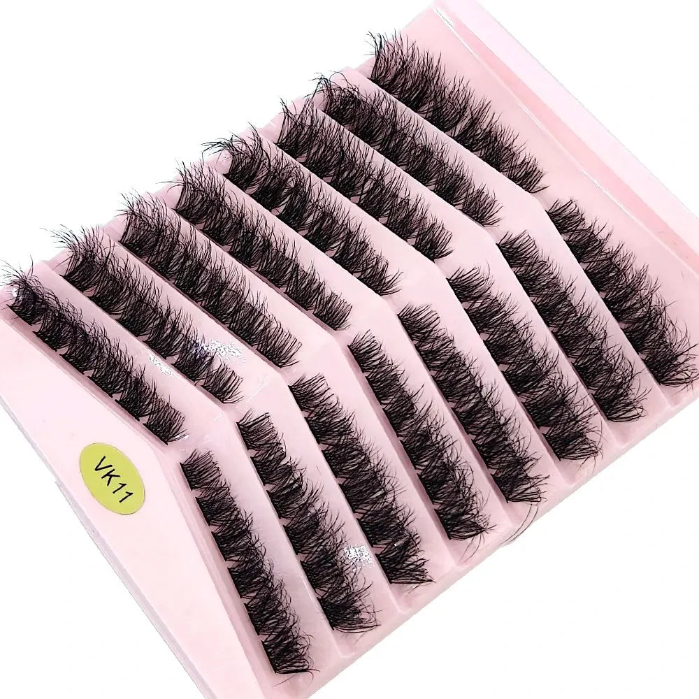 New 8 Rows Mink Eyelashes Natural Bundles Eyelash Extension 3D Russia Volume Individual Eyelash Cluster Makeup Tools Lashes