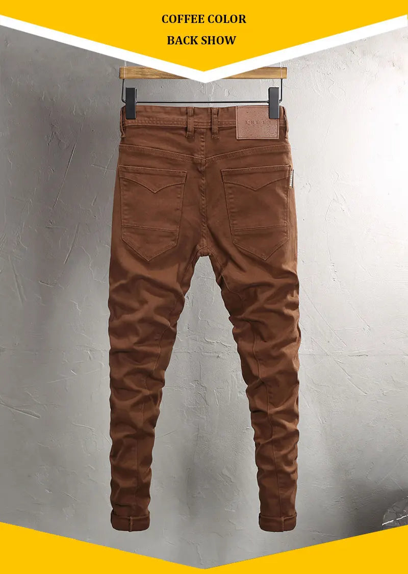 Fashion Vintage Men Jeans Camo Trousers Elastic Slim Fit Hip Hop Jeans Men Spliced Designer Casual Denim Pants