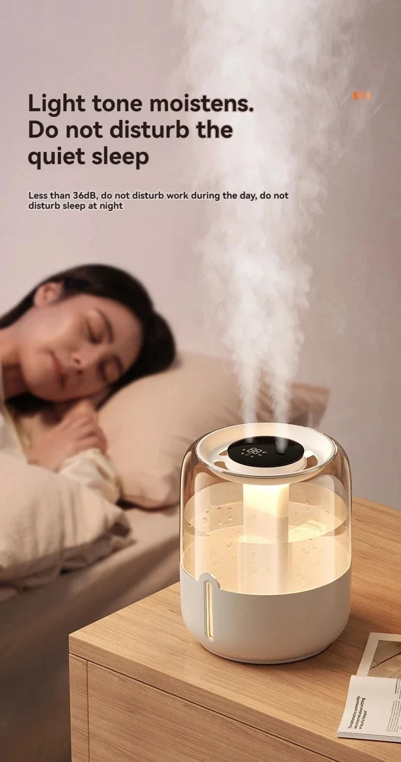 6.8L Large Capacity Humidifier USB Double Spray Quiet Humidifier Home Dormitory Office Bedroom Desktop With Night Light