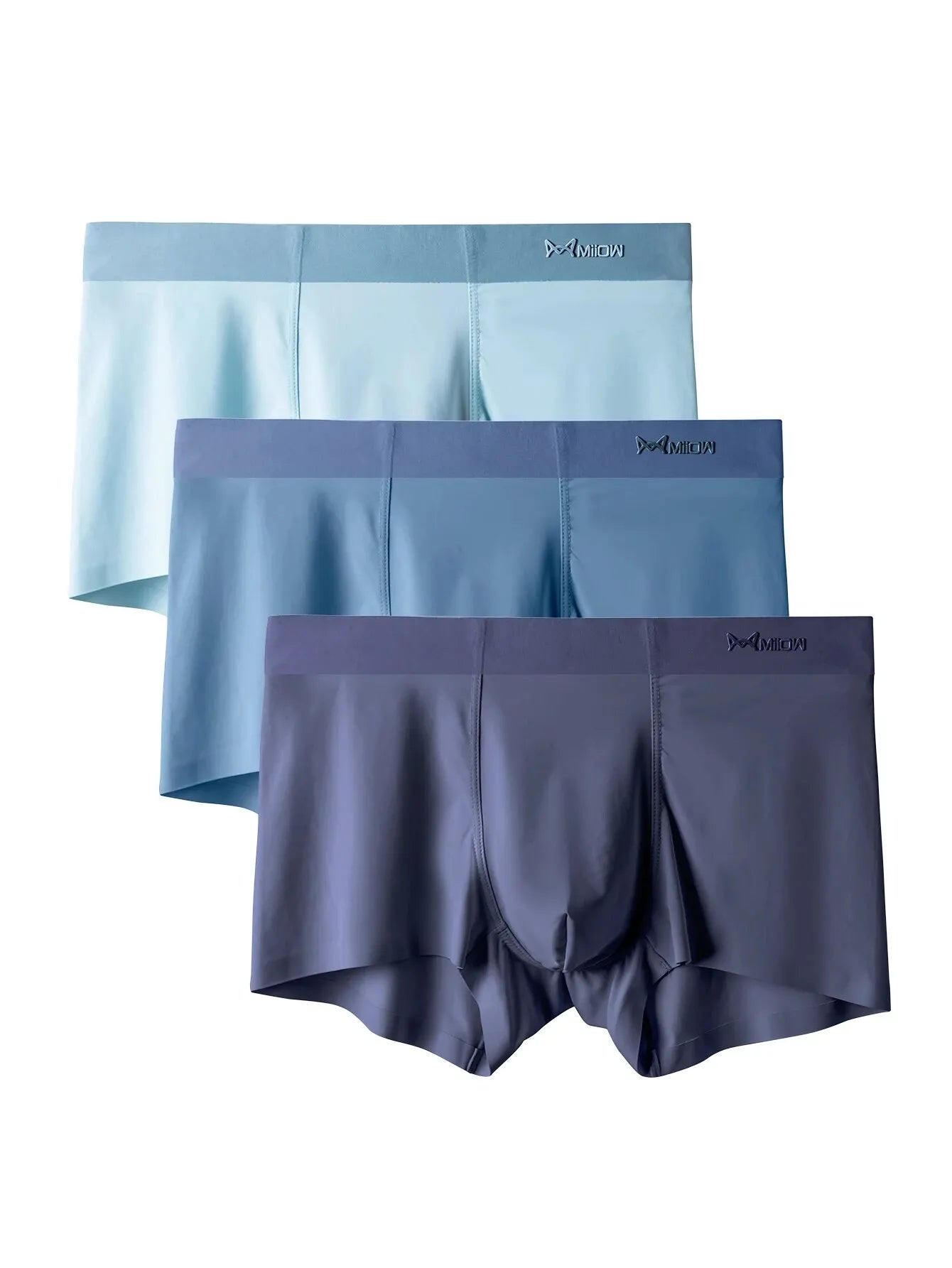 MiiOW 3Pcs Sexy Seamless Boxer Men Underwear Ice Silk Graphene Antibacterial Boxershorts Underpants Panties Underware Trunks 5XL