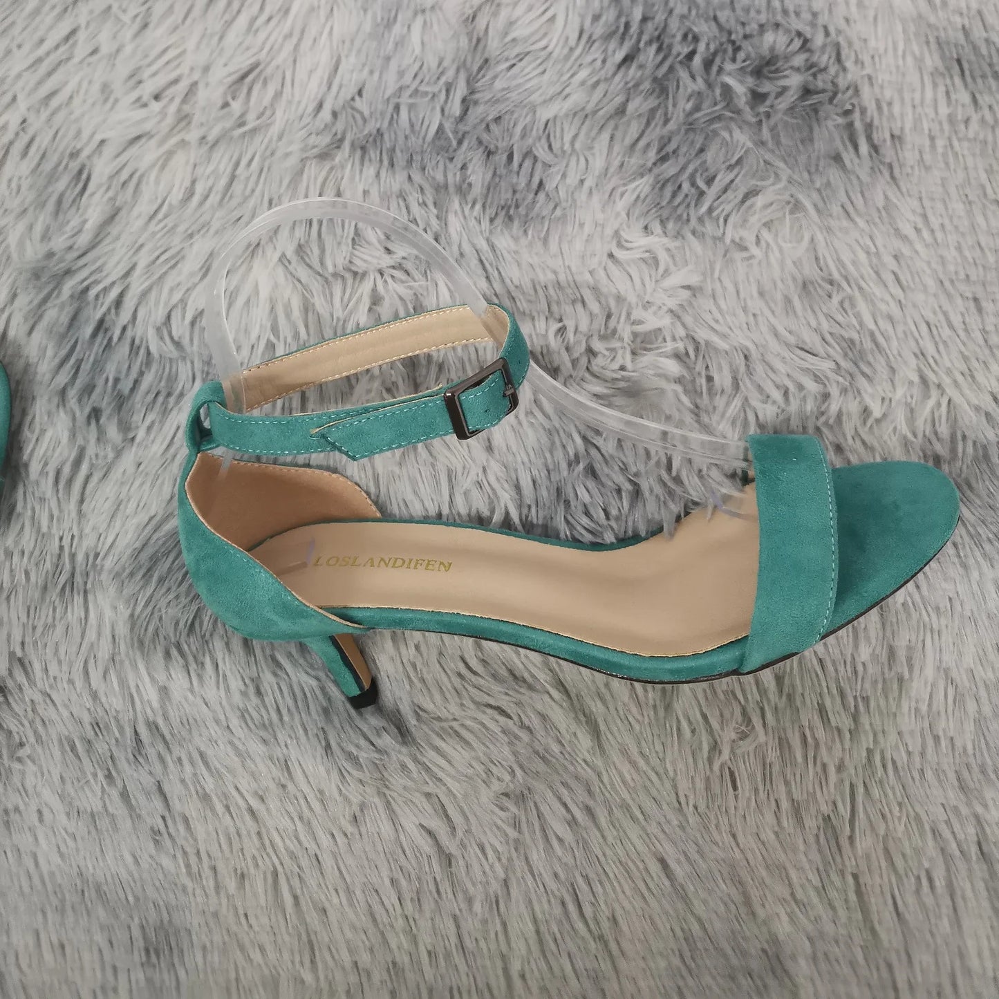 LOSLANDIFEN Summer Low Heels Ankle Strap Sandal Open Toes Sexy High Wedding Party Shoes Plus Size Women Sandals 105-2VE