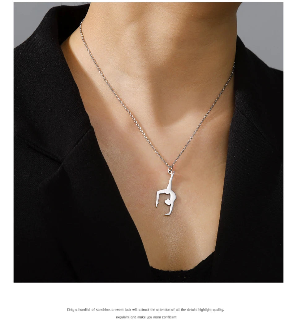 Rhythmic Gymnastics Necklace Women Trend 2025 Gymnast Stainless Steel Jewelry BFF Dancer Girl Sport Accessories Mother Day Gift