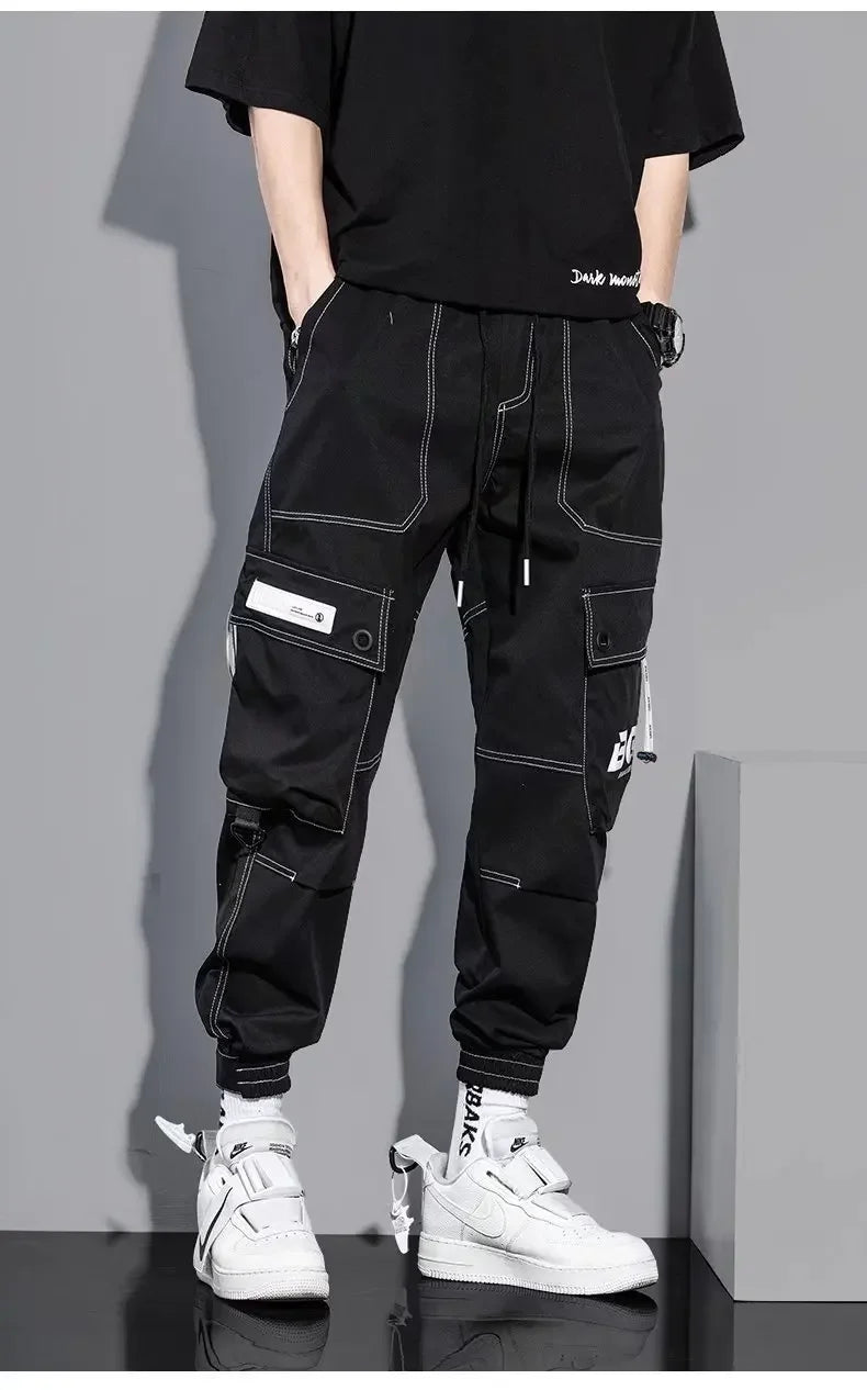 Spring Summer Korean Style Trendy Casual Men's Pants Loose Fit Work Trousers Versatile Pocket Long Leg Pants