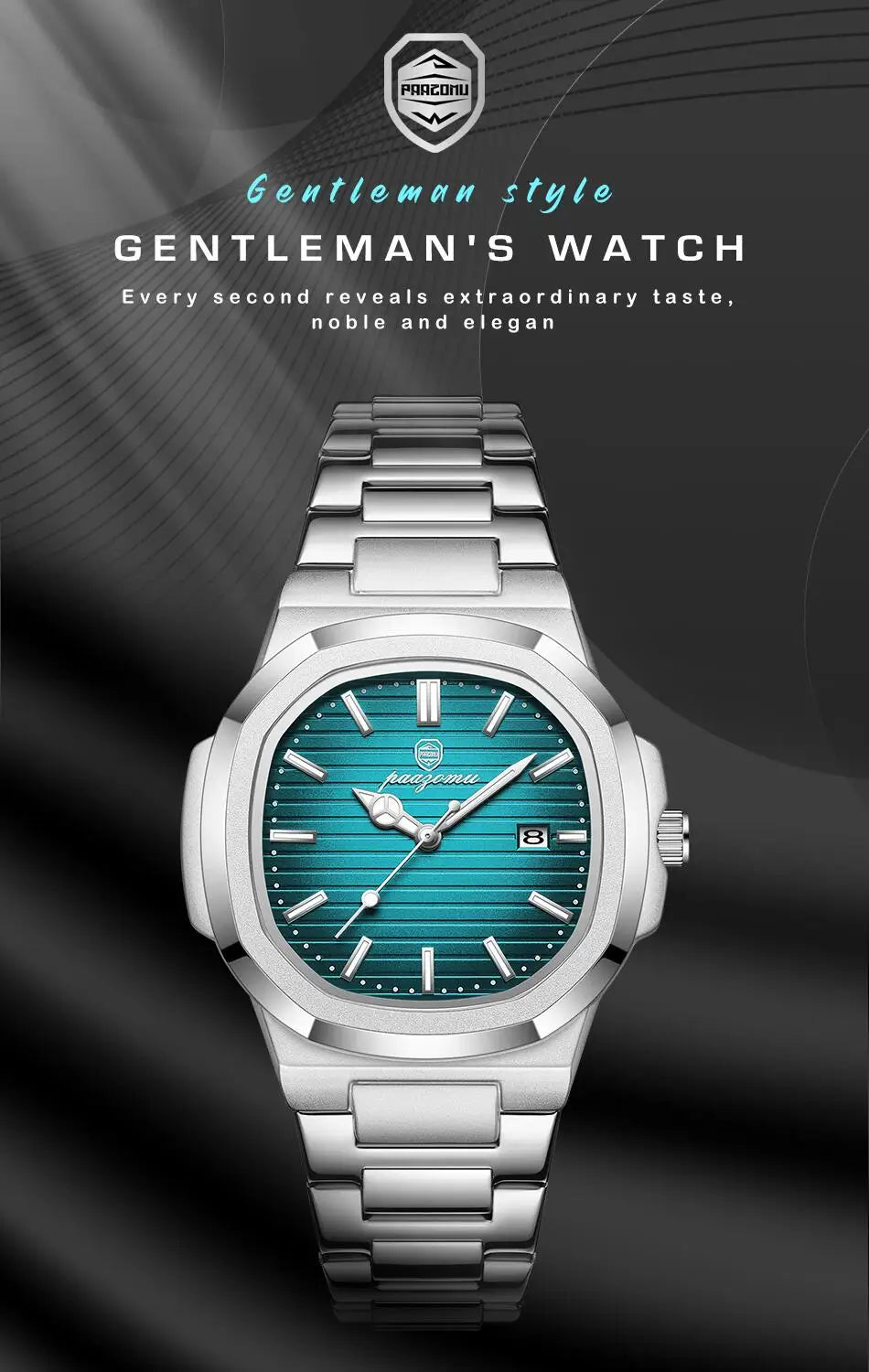 PAAZOMU Luxury Watch 2025 New Business Waterproof Male Clock Luminous Date Stainless Steel Square Quartz Men Watch reloj hombre