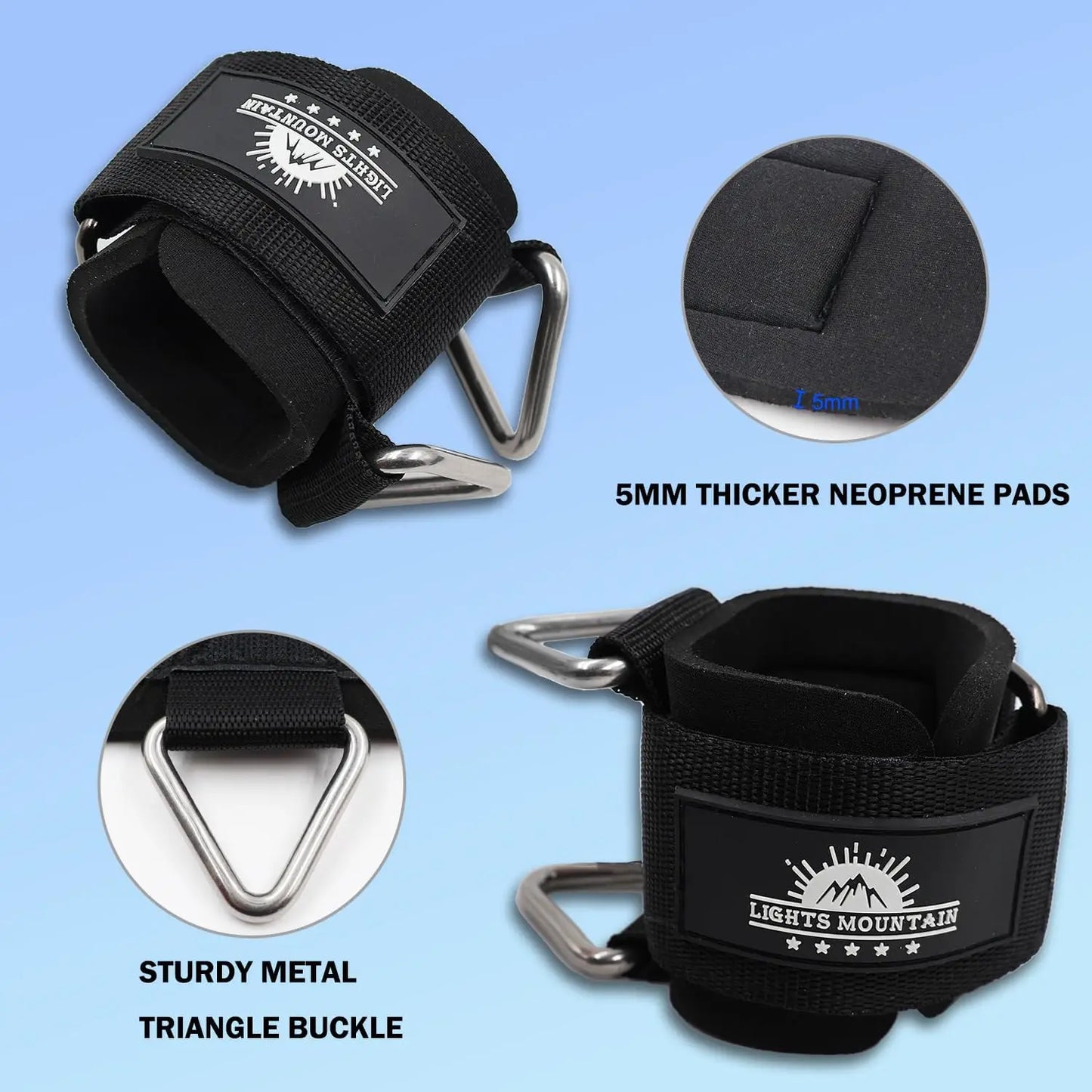 Adjustable Wrist Cuffs Neoprene Padded Straps for Cable Machines Resistant Band Strength Training Fitness Equipment