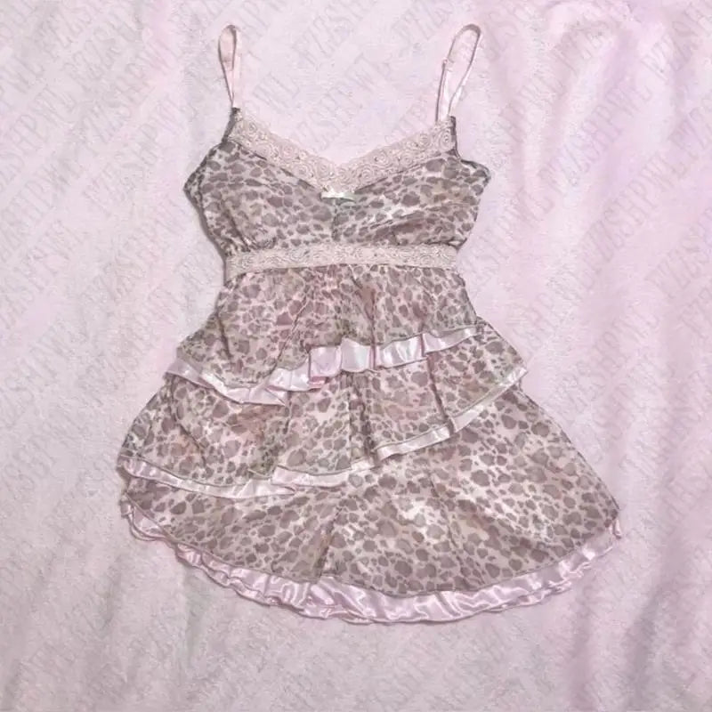 E-girl Y2k Tank Top Leopard Aesthetics Graphic Print Rock Goth Sleeveless Top Retro Hip Hop Camis Punk Streetwear Lace Crop top