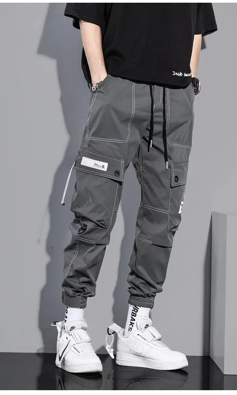 Spring Summer Korean Style Trendy Casual Men's Pants Loose Fit Work Trousers Versatile Pocket Long Leg Pants