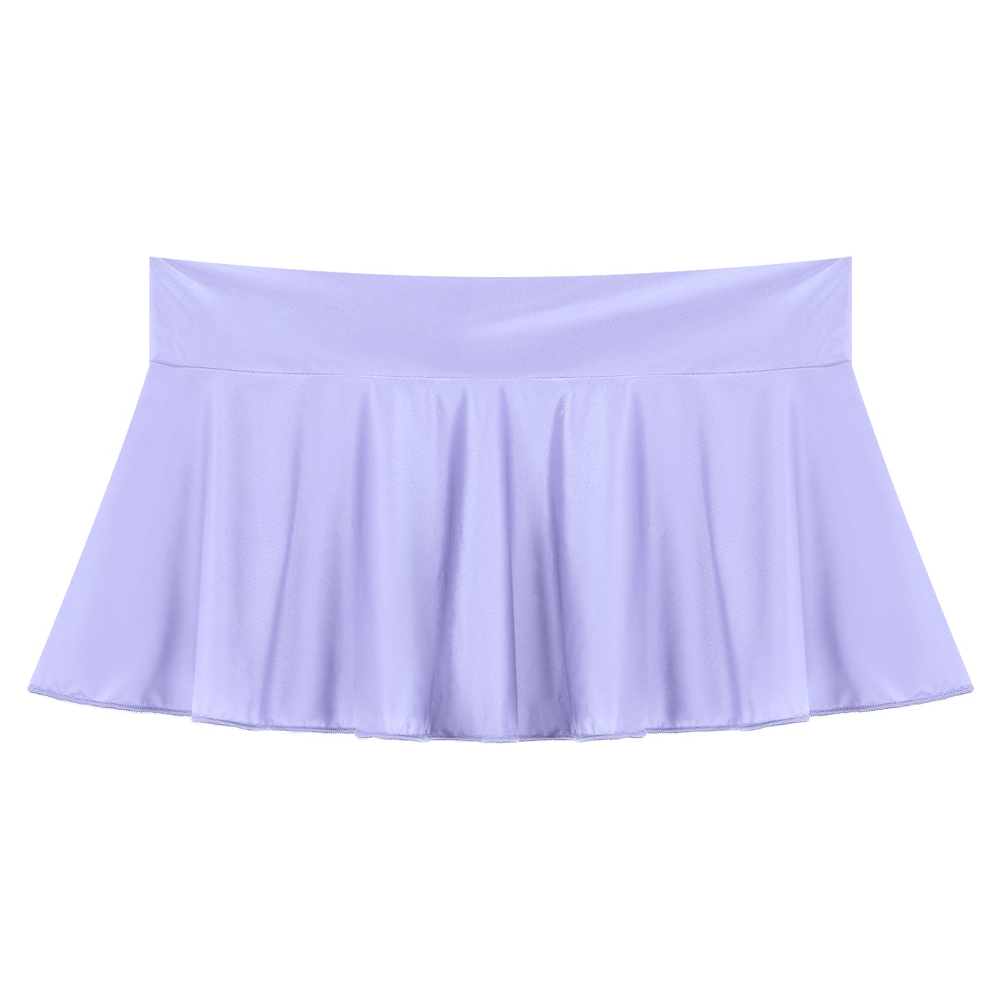 Womens Glossy Mini Skirts Solid Color Shiny Low Rise Elastic Waistband Pool Party Nightclub Ruffled Skirt Bikini Cover Ups