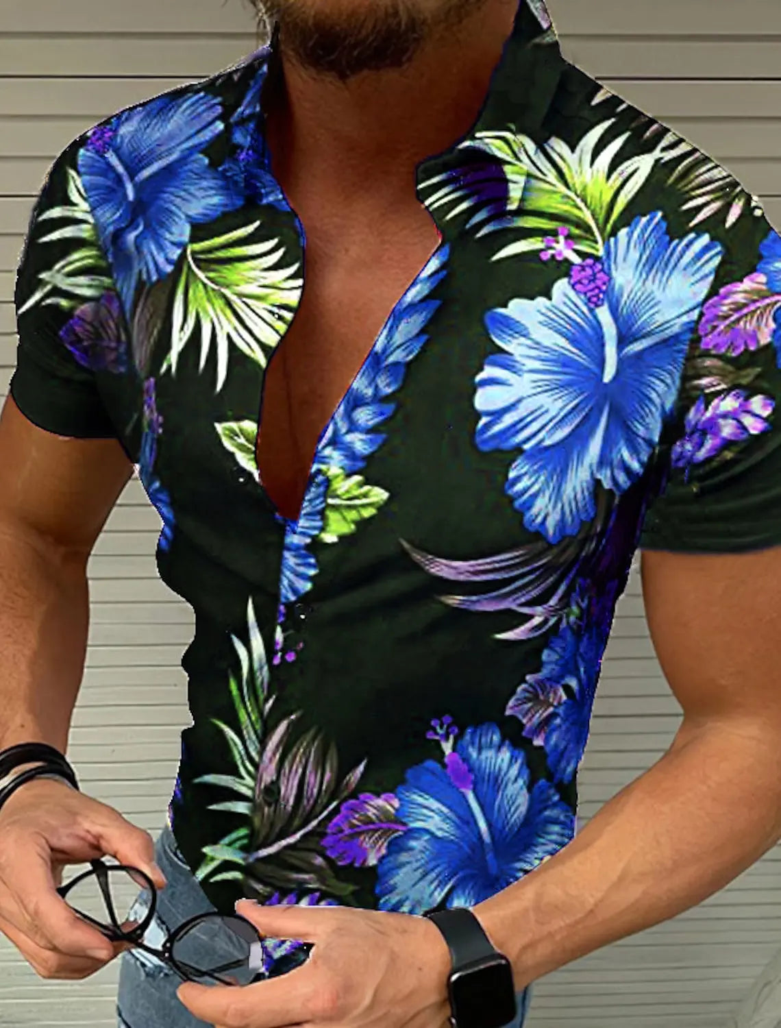 Men's Shirt Button Summer Floral Shirts for Men Street 3d Print Plus Size Hawaiian Beach Breathable Short Sleeve