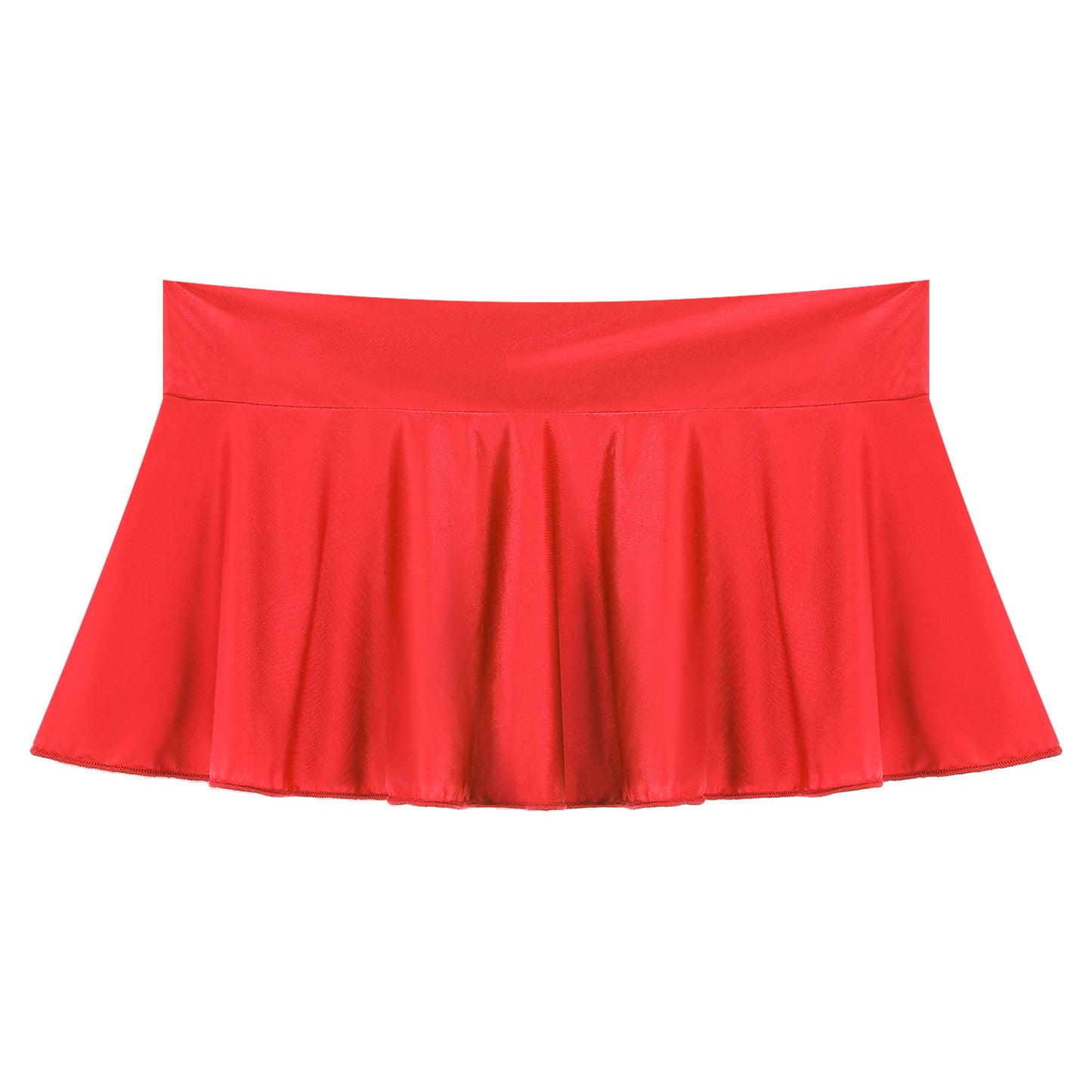 Womens Glossy Mini Skirts Solid Color Shiny Low Rise Elastic Waistband Pool Party Nightclub Ruffled Skirt Bikini Cover Ups