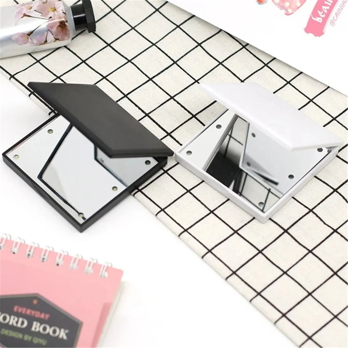 1PC 6 LED Lamps Women Foldable Makeup Mirrors Lights Lady Cosmetic Hand Folding Portable Compact Pocket Mirror Makeup Tools