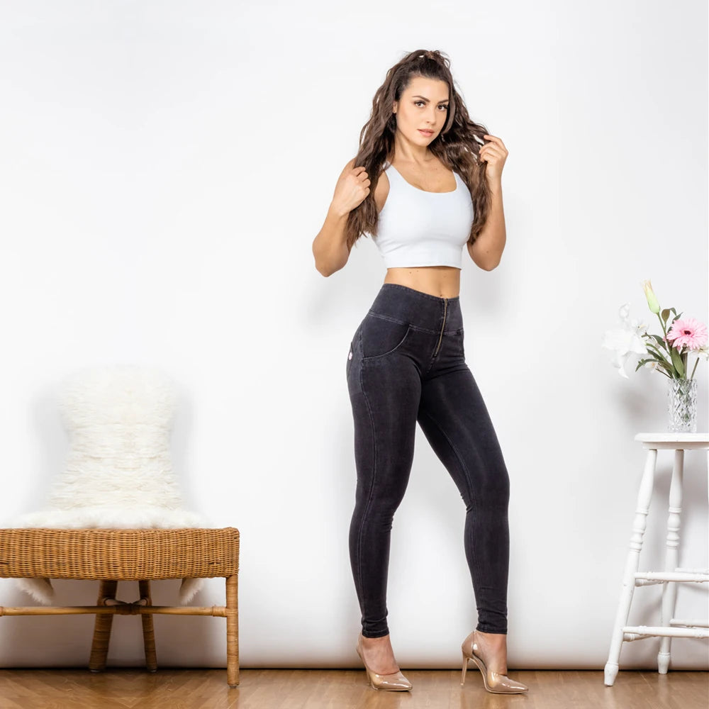 Shascullfites Melody High Waisted Skinny Jeans For Women Black Denim Jean Elastic Waist Bum Lift Jeggings