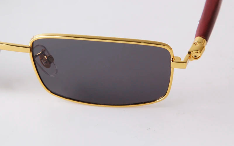Luxury Brown Rimless Rectangle Men Sunglasses Clear Lens Wood Square Sun Glasses Spectacle Plain Frameless Women Eyewear Shades