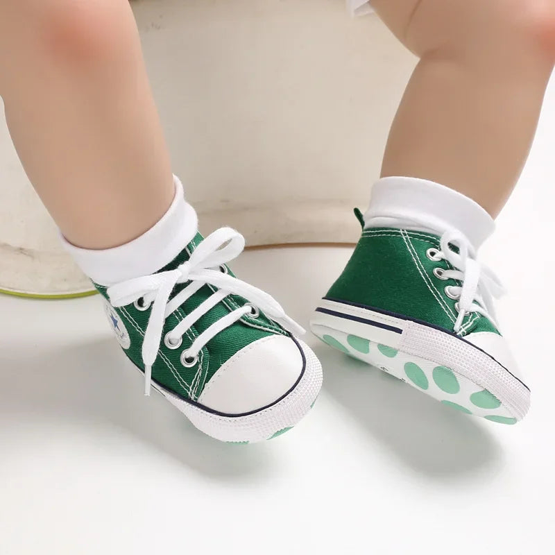 New Baby Canvas Sneaker For Newborn Sport Shoes For Baby Boys Girls Infant Toddler Soft Bottom Anti-slip First Walkers 0-18 M