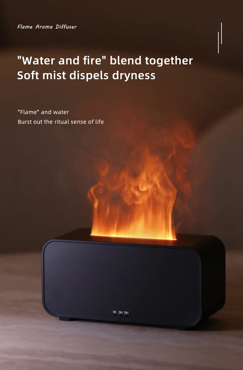 New Mini Desktop Simulation Flame Humidifier 7-Color Night Lights Can add Essential Oil Timing Setting USB Diffuser Aromatherapy