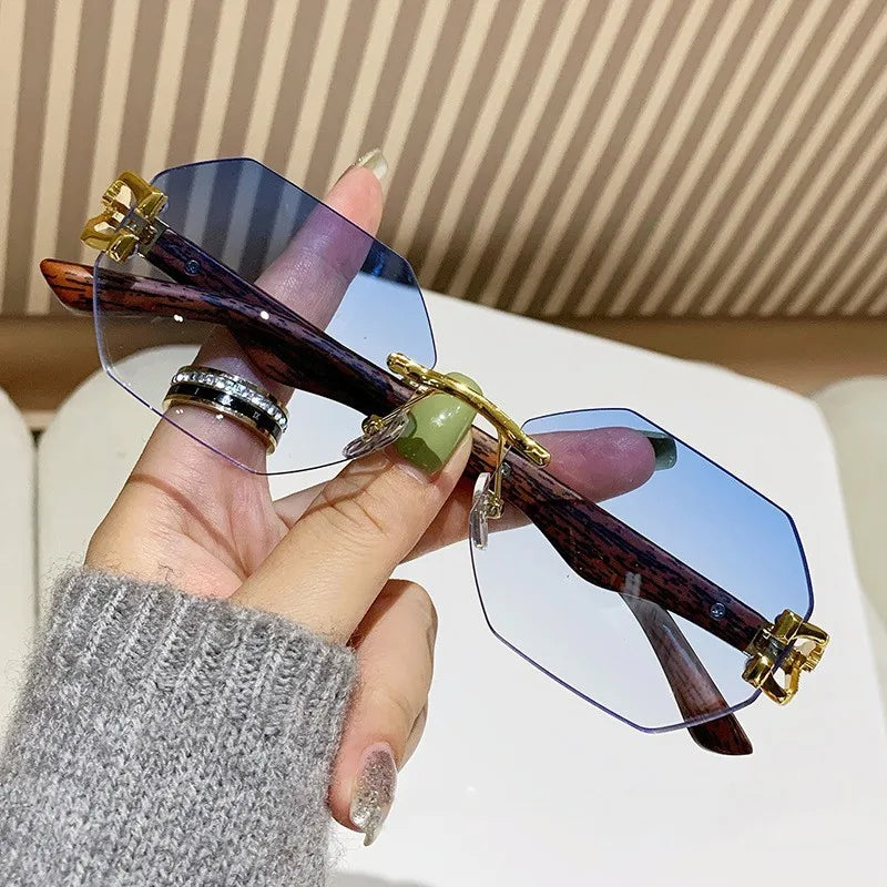 1 Pc Fashionable Trendy Women Men Sunglasses Frameless Rectangular Personalized Sunglasses Gradient Sun Glassesfor Daily Life 