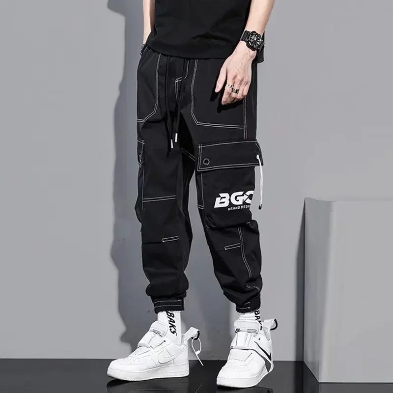 Spring Summer Korean Style Trendy Casual Men's Pants Loose Fit Work Trousers Versatile Pocket Long Leg Pants