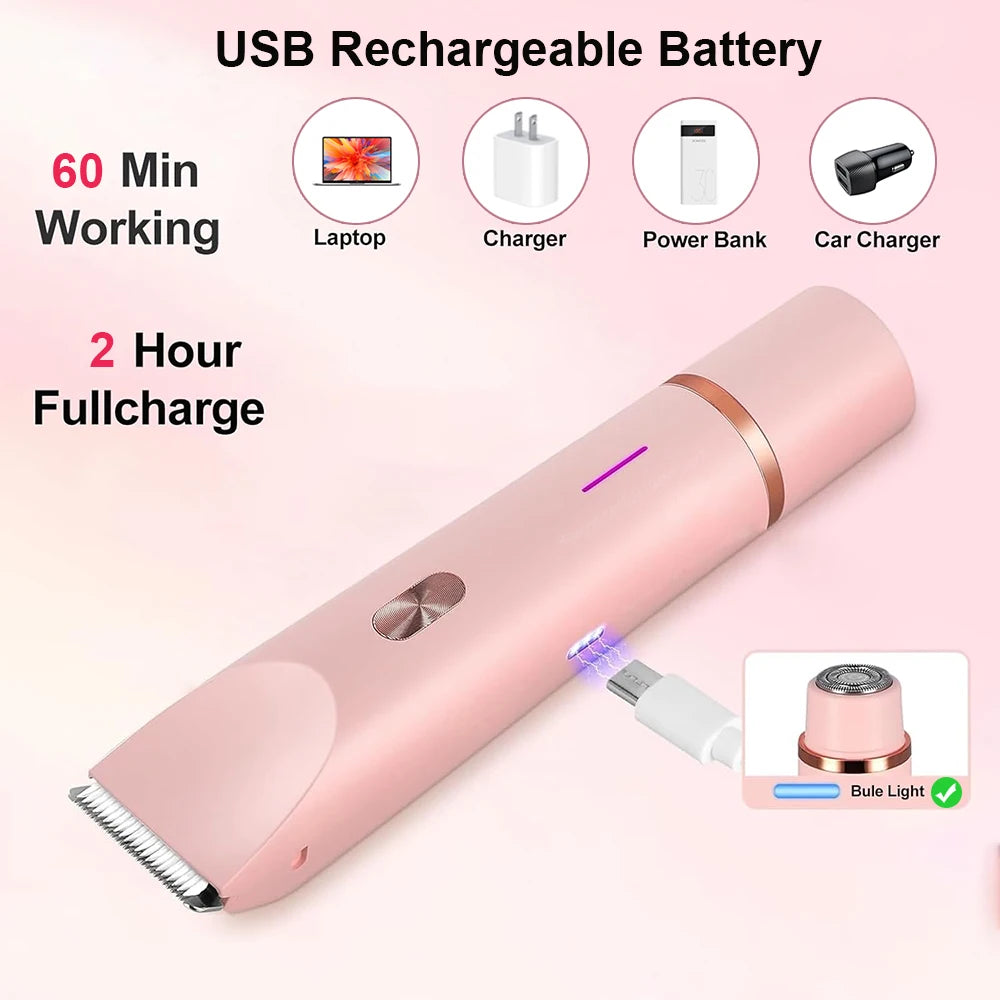 Facial Hair Epilator Electric Double Headed Women Shaver for Bikini Underarm Leg Arm Body Hair Removal 2 in 1 Women Epilator