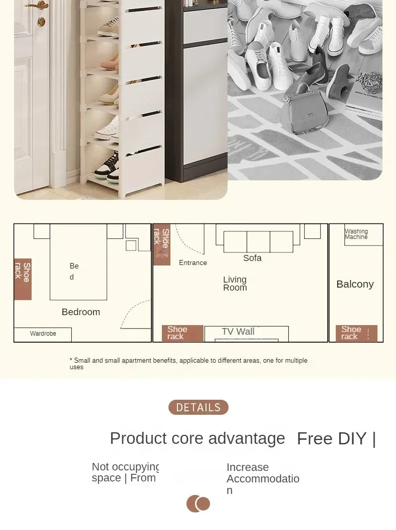 Shoes Rack Organizer Stackable Shoe Cabinet Space Saving Shoes Storage Rack Multi-layer Adjustable Shoe Cabinet Home Storage
