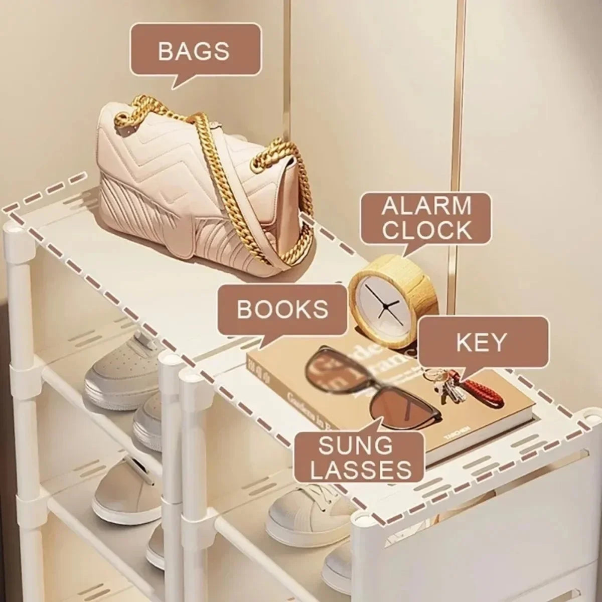 Shoes Rack Organizer Stackable Shoe Cabinet Space Saving Shoes Storage Rack Multi-layer Adjustable Shoe Cabinet Home Storage