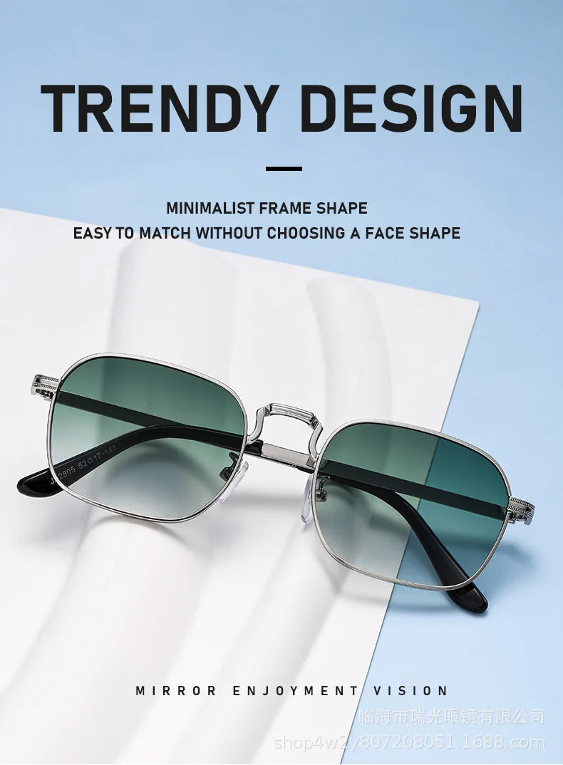 New Square Oval Metal Sunglasses Fashionable Retro Men Sunglasses Women Personalized Uv Resistant Eyeglass Luxury Design Uv400 