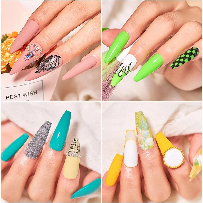 6Pcs/Set Blue Glitter Bright Gel Nail Polish Set Semi Permanent Spring Summer Colors Series Soak Off UV Nail Art Gel Varnish