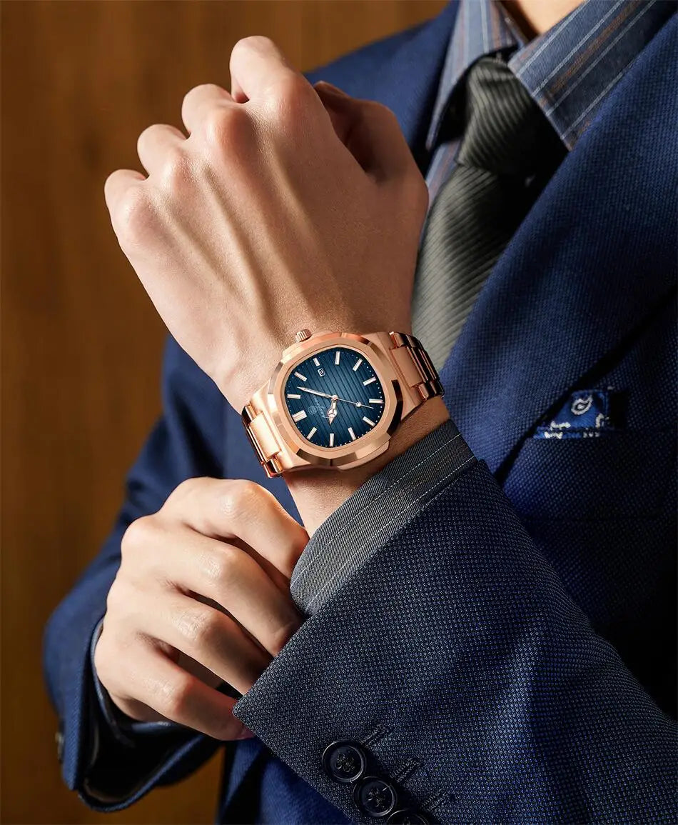 PAAZOMU Luxury Watch 2025 New Business Waterproof Male Clock Luminous Date Stainless Steel Square Quartz Men Watch reloj hombre