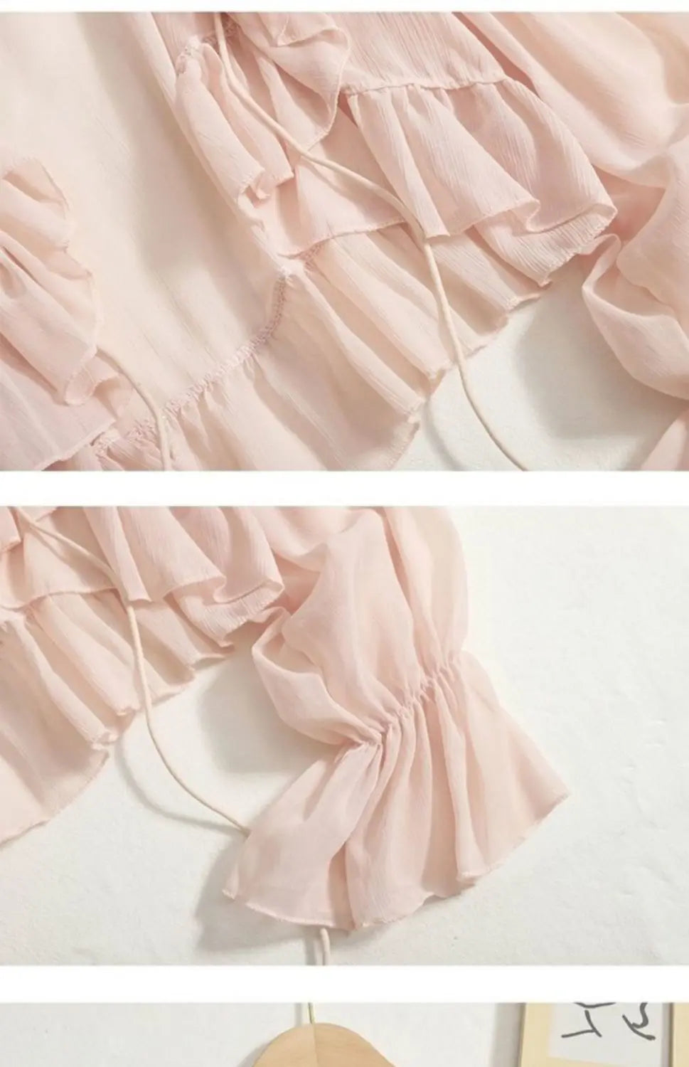 Women Summer Shirts Sweet Long Sleeve Ruffles Flare Sleeve Holiday Solid Sunscreen Tops Tie-Up Cardigans Chiffon Short Shirts