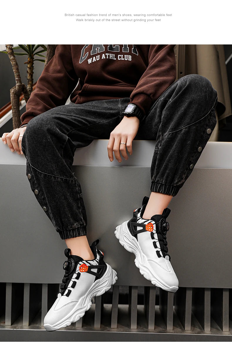 Swivel Buckle Mens Sneakers Spring New Light Adult Sport Shoes Casual Breathable Running Trainers Versatile Daddy Shoes