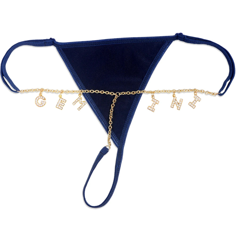Colorful Customized Thong A-Z Letter Name Waist Body Chain For Women Sexy Underwear Bikini Panties DIY Body Jewelry Dropshipping