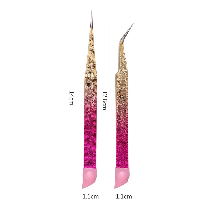 Double Ended Silicone Nail Art Tweezers with Pressing Head, Stickers, Rhinestones Pick Up Clip, Eyelash Extension, Makeup Tools
