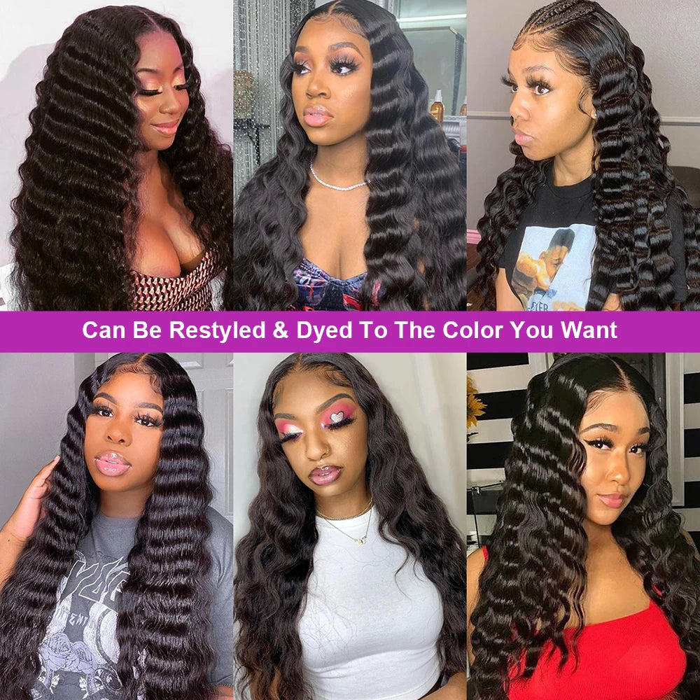 30 40 Inch Loose Wave 13x4 13x6 HD Lace Frontal Wig 250% Raw Hair Brazilian Deep Wave Curly Wigs Human Hair Preplucked For Women