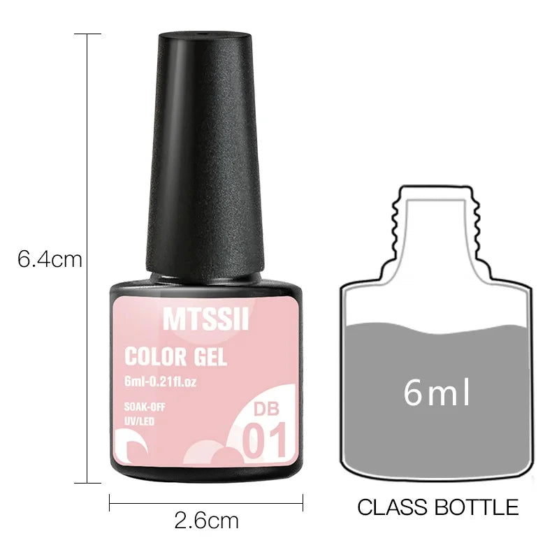 6Pcs/Set Blue Glitter Bright Gel Nail Polish Set Semi Permanent Spring Summer Colors Series Soak Off UV Nail Art Gel Varnish