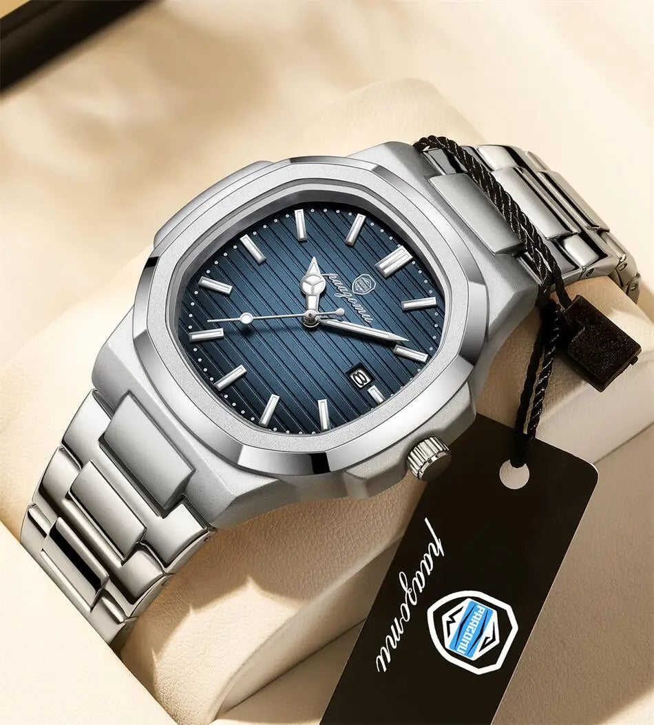PAAZOMU Luxury Watch 2025 New Business Waterproof Male Clock Luminous Date Stainless Steel Square Quartz Men Watch reloj hombre