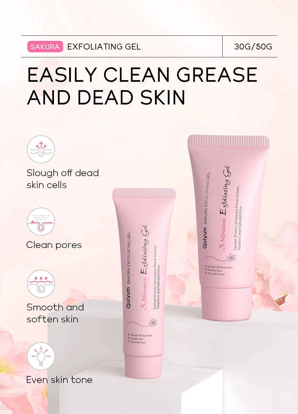 Sakura Gentle Exfoliating Peeling Gel Facial Scrub Moisturizing Nourishing Repair Scrubs Face Cream Beauty Skin Care