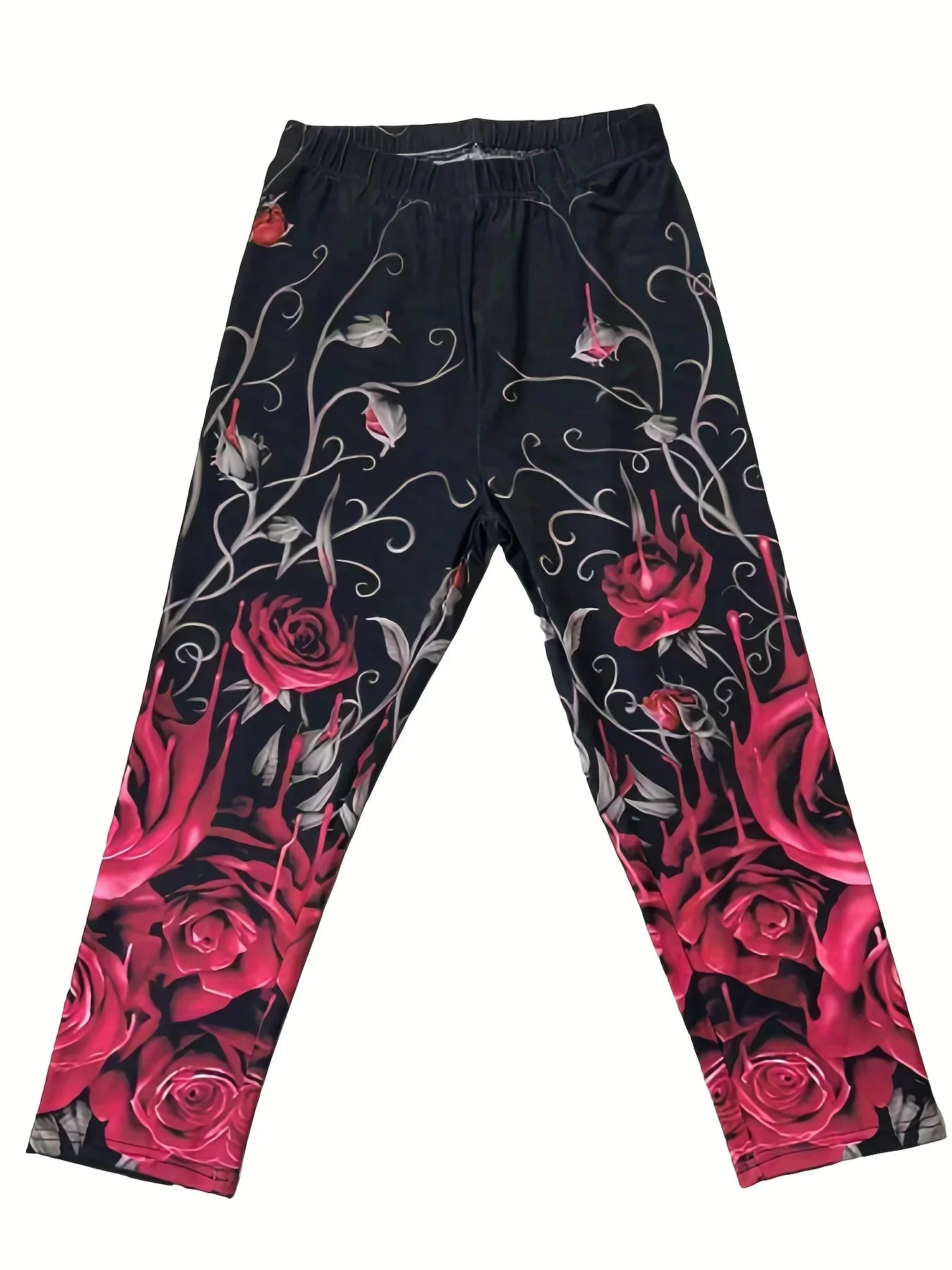 Plus Size 1XL-5XL Women's Fashion Home Leggings Women's Yoga Pants Floral Print Casual Seven-quarter Leggings