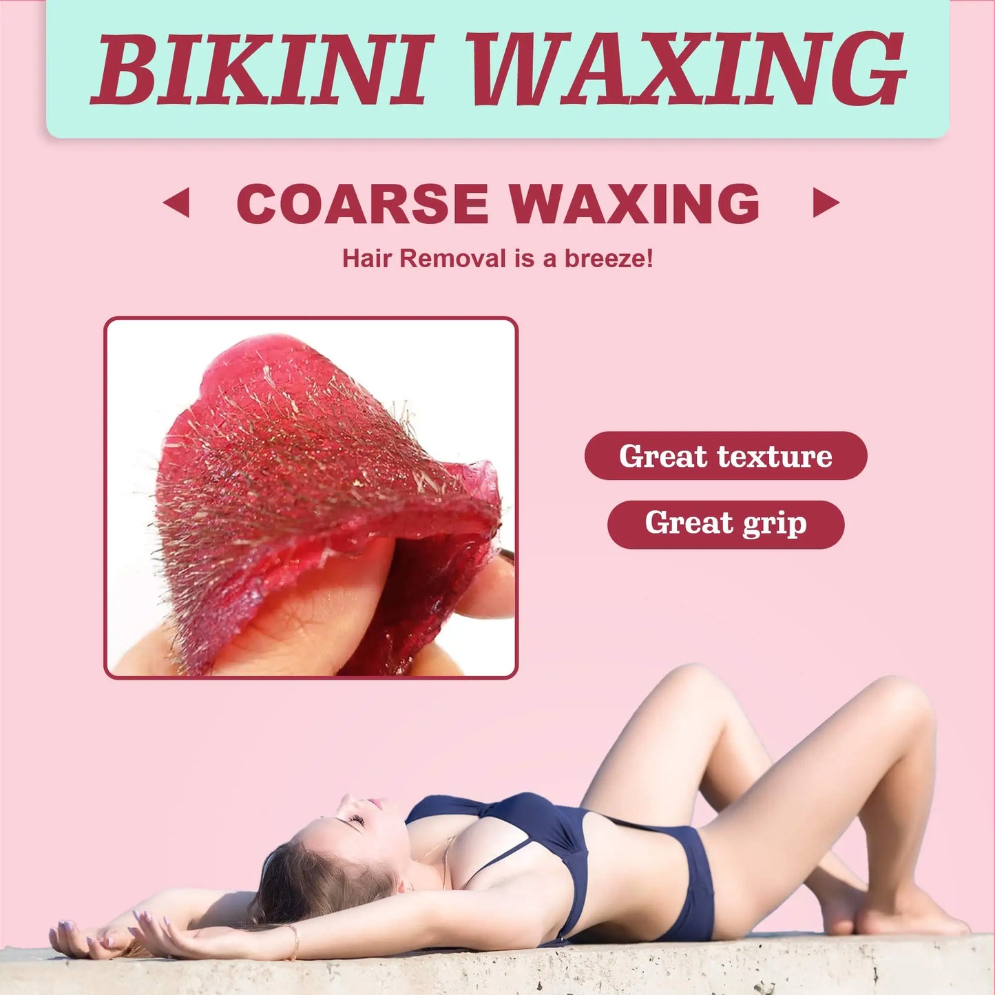 Hard Wax Beads Wax Beans for Hair Removal Sensitive Skin with Strawberries FormulaPerfect for Full Body Facial Brazilian Bikini