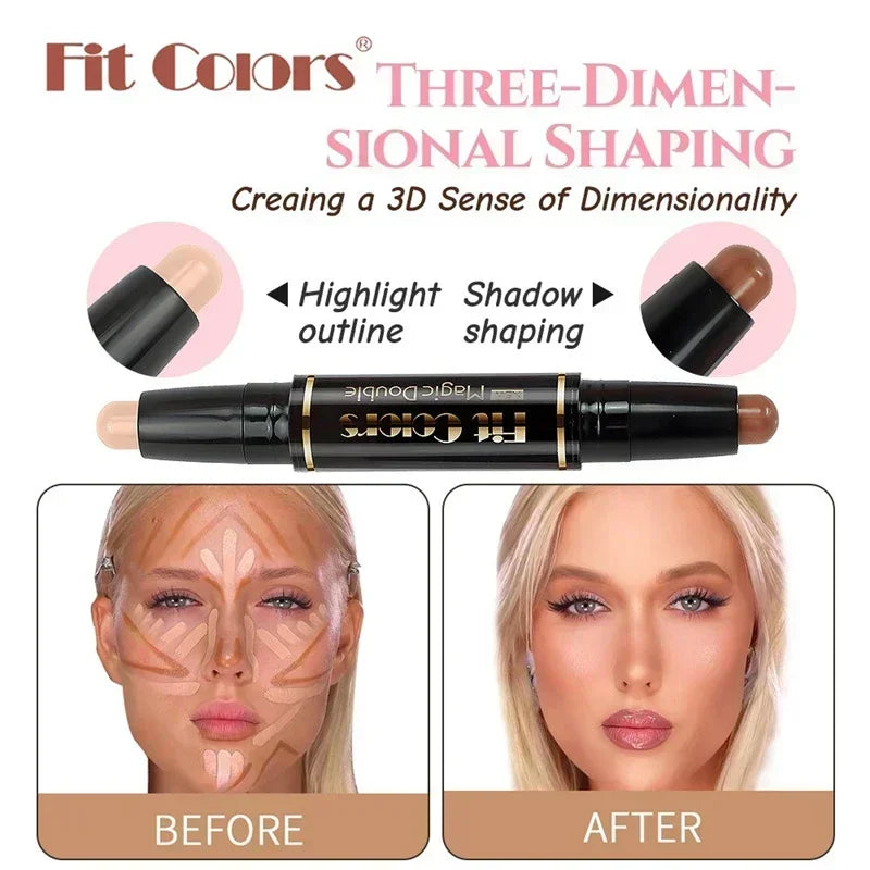 Double-ended Dual-purpose High-light Trimming Stick Three-dimensional Contour Nose Shadow Facial Shape Pencil Face Makeup Stick
