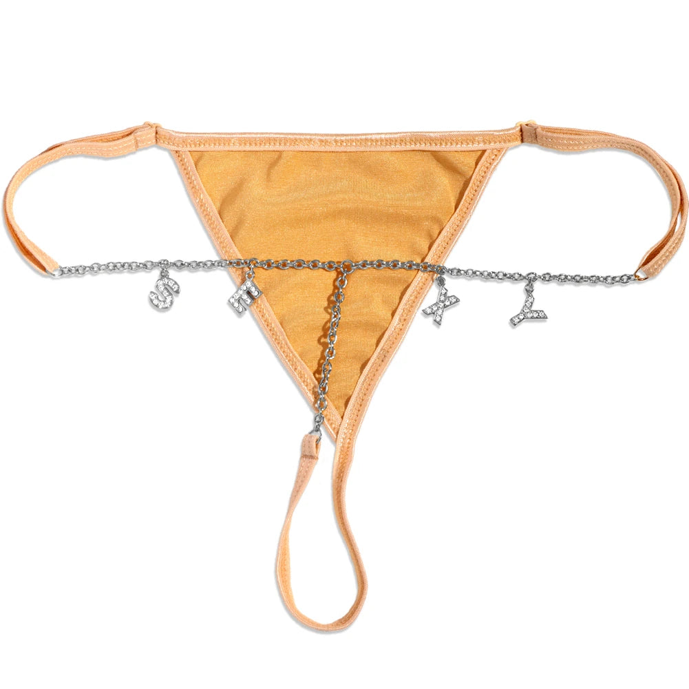 Colorful Customized Thong A-Z Letter Name Waist Body Chain For Women Sexy Underwear Bikini Panties DIY Body Jewelry Dropshipping