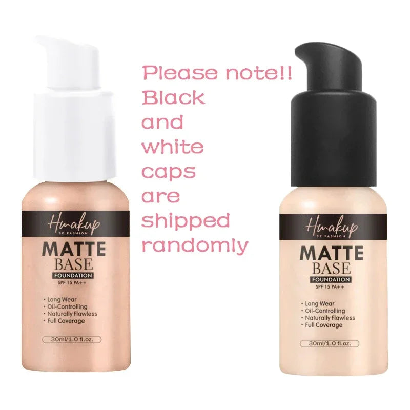 30ml Matte Liquid Foundation 6 Colors Natural Concealer Oil Control Waterproof Lasting Full Coverage Facial Base Makeup Cosmetic