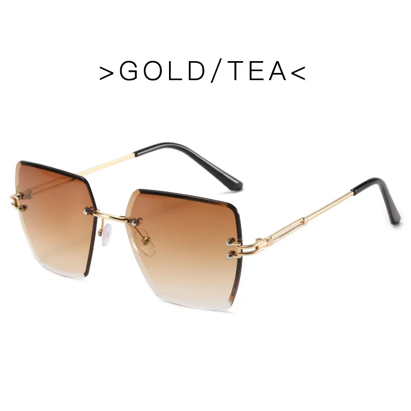 2024 Trendy Polygonal Gradient Men Sunglasses New Frameless Cut Edge Sunglasses for Women Sunscreen and Shading Sunglasses