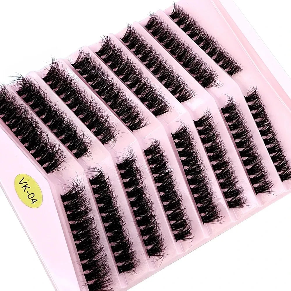 New 8 Rows Mink Eyelashes Natural Bundles Eyelash Extension 3D Russia Volume Individual Eyelash Cluster Makeup Tools Lashes