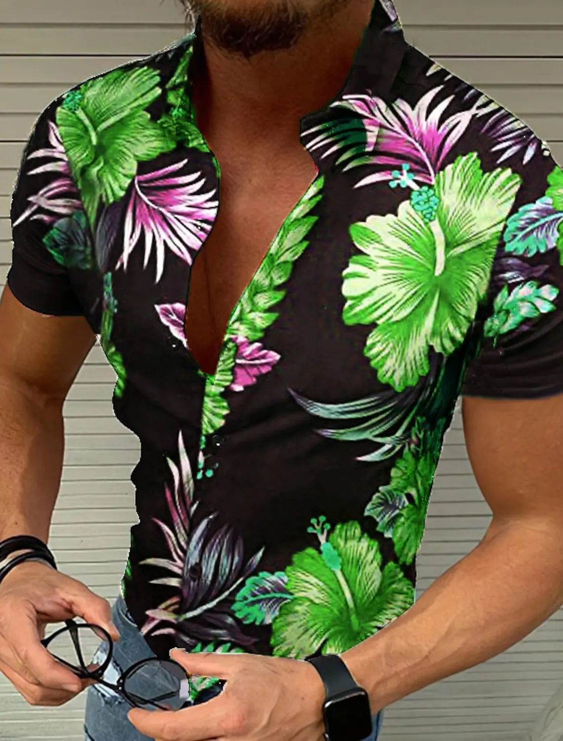 Men's Shirt Button Summer Floral Shirts for Men Street 3d Print Plus Size Hawaiian Beach Breathable Short Sleeve