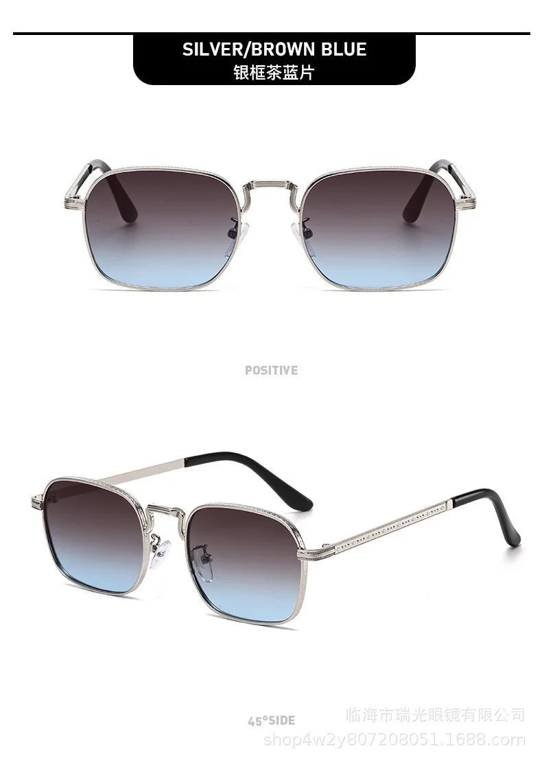 New Square Oval Metal Sunglasses Fashionable Retro Men Sunglasses Women Personalized Uv Resistant Eyeglass Luxury Design Uv400 