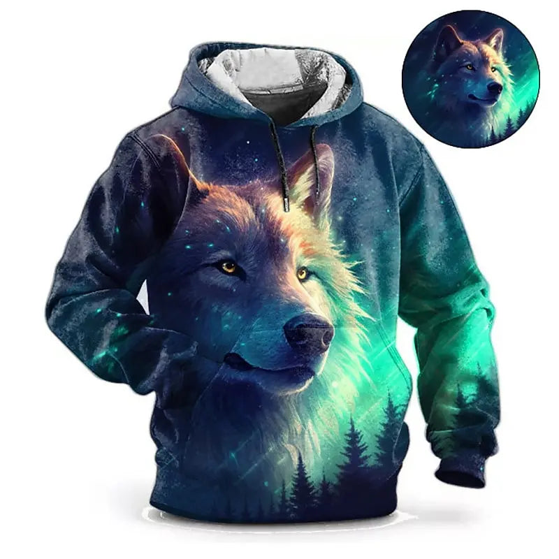 Animal Hoodie For Men Wolf Print High-Quality Men's Pullover Autumn Fashion Top Street hoodie Designer Long Sleeved Sportswear