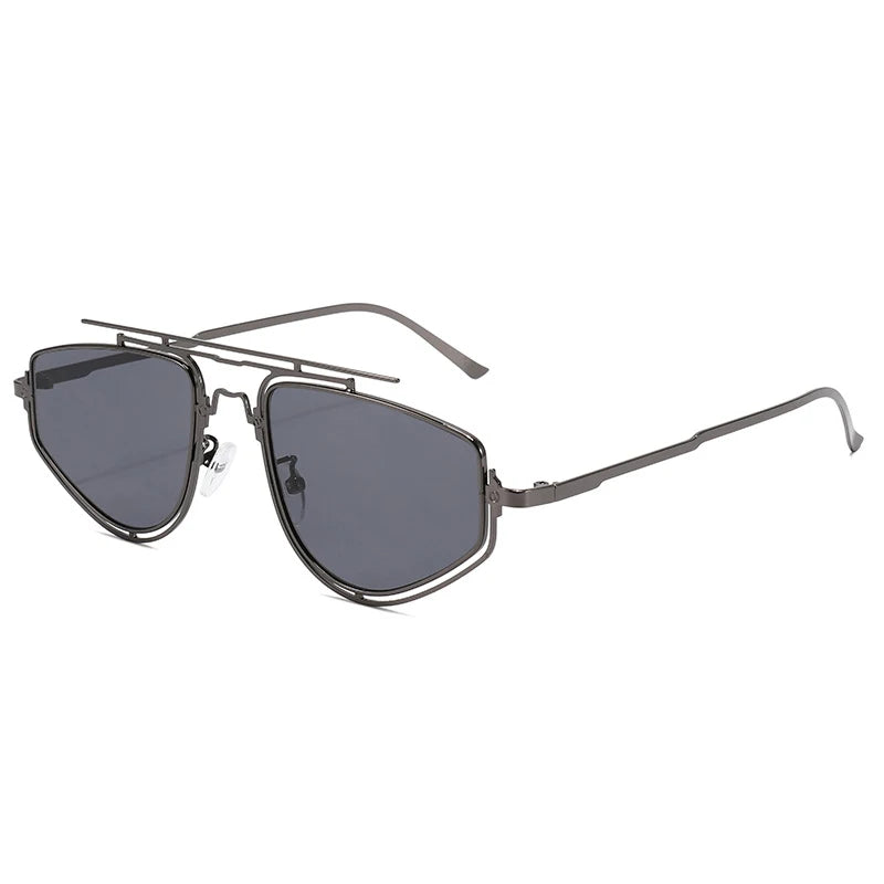 SHAUNA Retro Double Bridges Cat Eye Metal Frame Men Sunglasses Fashion Gradient Mirror Shades UV400 Women Outdoor Sun Glasses