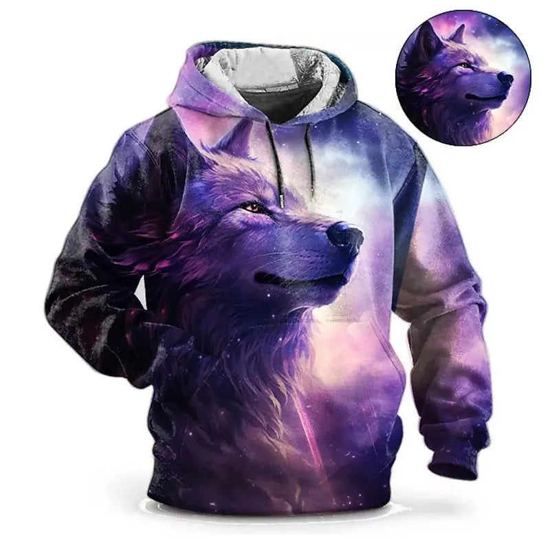 Animal Hoodie For Men Wolf Print High-Quality Men's Pullover Autumn Fashion Top Street hoodie Designer Long Sleeved Sportswear